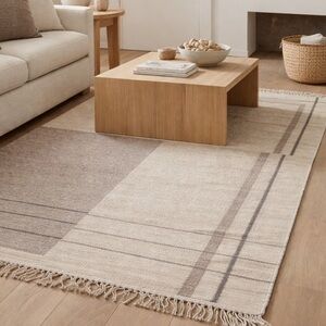 Pottery Barn Colorblock Wool Rug About 3 ft x 5 ft Indoor Outdoor NEW